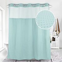 White Waffle Fabric Hookless Shower Curtain with Removable Polyester Shower Curtain Liner