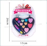 Fashion Girls Dress Up Cosmetic Kit Heart Shape Kids Eye Shadow And Lipstick Toy Make Up