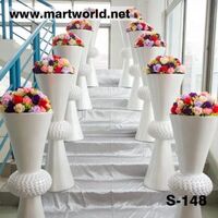 fiber glass pedestal tall flower vase for artificial flower arrangement big flower stand for wedding reception decoration(S-148)