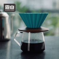 SHIMOYAMA Travel Collapsible Coffee Dripper Pour Over Coffee Maker with Wood Stand Flower Shape V60 Coffee Powder Filter