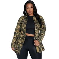 2021 New Rivet Badge Women's Plus Size Camouflage Jackets