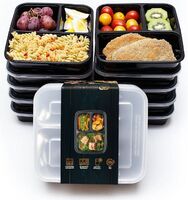 BPA Free Plastic 32oz 3 Compartment Meal Prep Containers with Lids