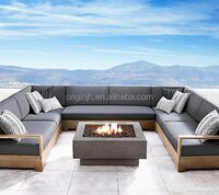 New design luxury customizable sectional garden patio teak furniture sets outdoor wooden sofa