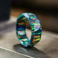 Colorful Solid Fire Opal Wedding Band Ring For Woman Love Band Ring