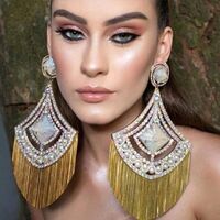 Very Exaggerated Big Earrings Wedding Tassel Earring Crystal Gold Plating Dangler Variety of Colors Eardrop