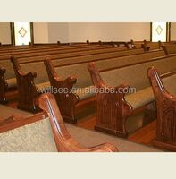 CH-B068, Wooden Church Pew With Beautiful Pew End Can be Customized More Material More Color for Option