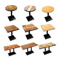 Modern restaurant 2 person wooden dining table with black metal leg and melamine top