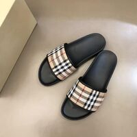 2021 Hot Selling Bur,berry British Luxury Brand Men's Classic Design Large Size Comfortable Leather Slippers Home Slippers Woman