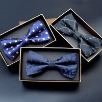 new arrival different color and pattern for choice fashion polyester jacquard man bow tie with packaging box