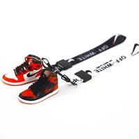 aj keychain lanyard with Jordan shoe model basketball shoe wristband strap lanyard with 3D Sneaker Shoe Keychain