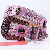 SUNDO 2021 OEM cowboy custom rhinestone belt buckle bling crystal studded belt western rhinestone belts for men and women