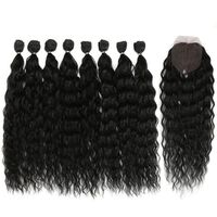 Onst Kinky Curly Hair Bundles Synthetic Hair Extensions Blonde Two Tone Color Hair Weave Deep Curly Bundles 7pcs/400g For Women