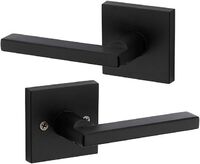 USA Matte black door handle lock square black zinc alloy lever set square door lever black US modern black door handle lock set