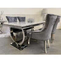 240cm 180cm Arianna Grey Rectangle Luxury Real Natural Marble Top Dining Table Sets