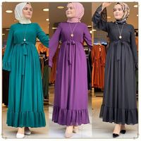 New style beautifully O neck plus size islamic clothing women kaftan loose abaya muslim dresses