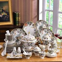 Western ceramic 58pcs Cookware Equator Jungle Series Tableware Set Bone China Bowls and Plates Porcelain Dinner set