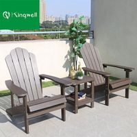 Outdoor patio plastic wood adirondack garden leisure chair with wooden stand wood beach chair