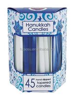 Hanukkah Candles Tapered Multi Tri-Colored Hand Decorated Candles