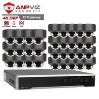 Anpviz Security System 4K 8MP 32CH NVR H.265 32Pcs 5MP Dome IP Camera Cctv Surveillance System With Audio Built in Microphone