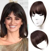 One Piece Front Neat Air Fringe Hand Tied Straight Flat Bangs Clip on Air Bangs Clip in Air Bangs100% Remy Human Hair Extension