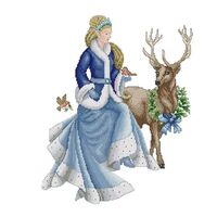 2020 New Style Princess and Elk Painting Needlework DMC Embroidery Threads DIY Craft Cross Stitch Kits