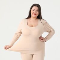 New 5xl Women Thermal Underwear With Chest Pads Women Plus Size Shaper Fleece Warm Long John