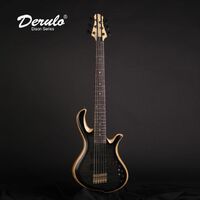 Derulo Bass Electric Guitar OEM Custom 6 String Electric Bass Custom Bass 5 Piece Neck and Flame Maple Top Custom Body