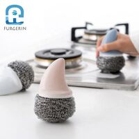 FURGERIN Kitchen Gadgets Wire Brush Stainless Steel Wire Ball Creative Shark Shape Scrubber Home Kitchen Cleaning Tools