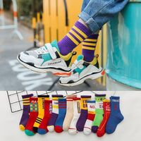 Designer Logo Thick Casual Fashion Ribbed Design Colorful Fancy 100% Cotton Branded Sports Soft Custom Winter Crew Kids Socks