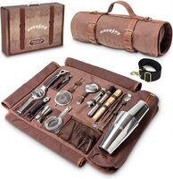 Bartender Bag Travel Bartender Kit with Bar Tools Professional 17 Piece Bar Tool Set with Portable Canvas Bag for Easy Carry