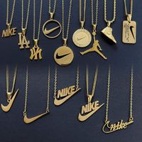 Vintage swoosh pendant necklace scale necklace stainless steel gold custom design men's hophops swoosh pendant necklace