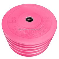 Pink rubber weight plates for bulk strength training