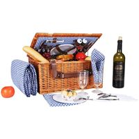 OEM Foldable Rattan Folding Wholesale Wicker Wicker Insulation Cooler Wicker Picnic Basket Food Basket 4 Piece Set With Cover