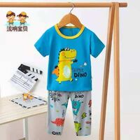 Kids Short Sleeve 2 Piece, Pajama Jacket and Pant Set 100% Cotton Kids Boys and Girls Suits