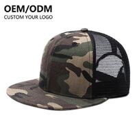 High Quality Blank Plain Wholesale 6 Panel Trucker Mesh Cap Snapback Buckle Camo Trucker Hat Camo Snapback Cap for Men