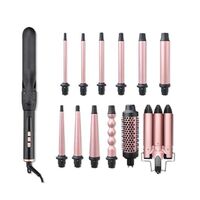 Hot Selling Adjustable Temperature Flat Iron Dual Voltage Curling Iron 10 in 1 Hair Straightener 360 Curling Iron Set