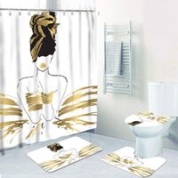 Luxury 3D Digital Printing Sexy Woman Printing Waterproof Bathroom Curtain Shower Toilet Carpet Bath Mat Set Non-Slip