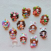 Customized popular ins hot selling handmade princess polymer clay doll hair bow girl accessories clay hair bow