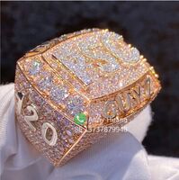 Luxury Custom Jewelry VVS Moissanite Diamond Ring Bling Iced Out Initial PSC Champion Style Class Ring Men