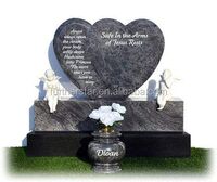 black tombstone, double heart tombstone