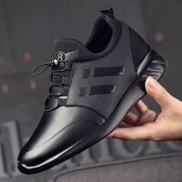 Hot selling elevator 4 inch men's heightening men's heightening elevator heightening black men's leather shoes