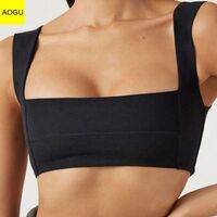 Custom Logo Ladies Black Gym Top Fitness Backless Square Collar Tube Top Backless Sports Bra Women