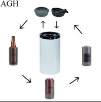 New Arrival 16oz Sublimation Stainless Steel 4 in 1 Jar Cooler Glass with 2 Lid