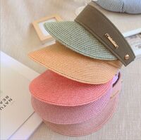 Hot Sale Mixed Color Foldable Paper Straw Topless Kids Summer Visor Hat