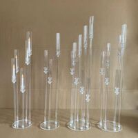 8 Arm Decorative Candle Holder Clear Crystal Tapered High Post Wedding Centerpiece Acrylic Candle Holder For Wedding Table