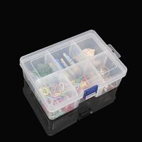 6 compartment clear plastic storage box with adjustable dividers