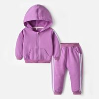 3-8T spring hooded zipper top leggings harem pants two-piece set 2021 children's boys and girls sports solid color casual suit