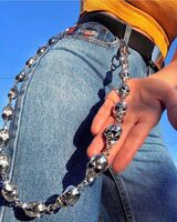 Men's Belt Chains Skull Metal Hip Hop Goth Punk Skull Pants Pants Jeans Cycling Wallets Key Chain Ring DW55