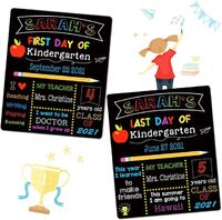 First and Last Day of School Blackboard, 12 x 10 Inch Double Sided Back to School Sign for Kids/Girls/Boys