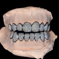 Sparkle Custom Hip Hop Ice Cubes 925 Sterling Silver Grill Gold Jewelry Zigzag Inlay VVS Moissanite Mouth Grill